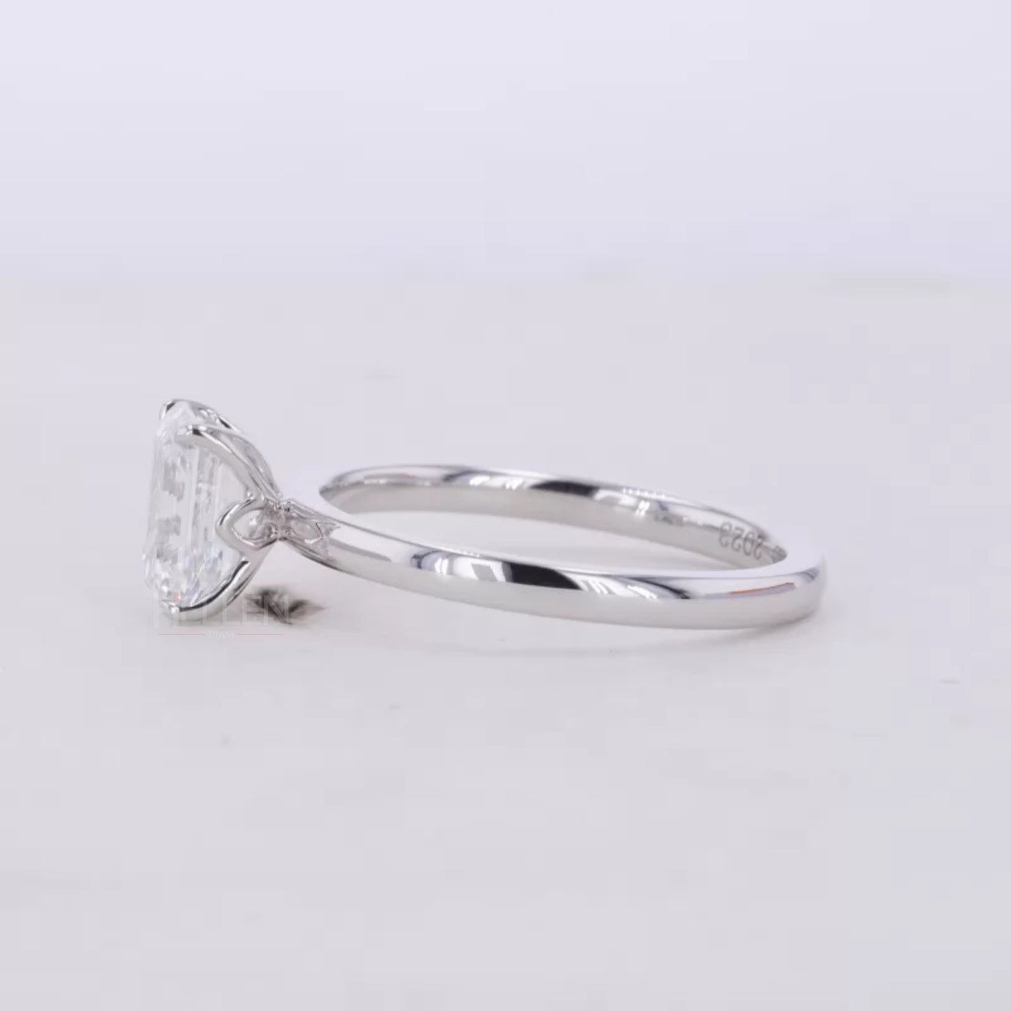 Emerald Cut Solitaire Moissanite Sterling 925 Engagement Ring