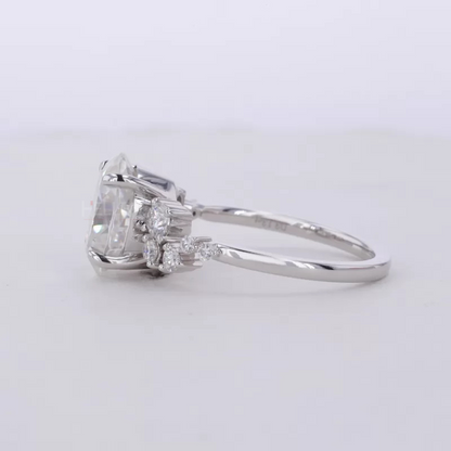 Oval Moissanite Solitaire vintage Dainty Cluster Ring