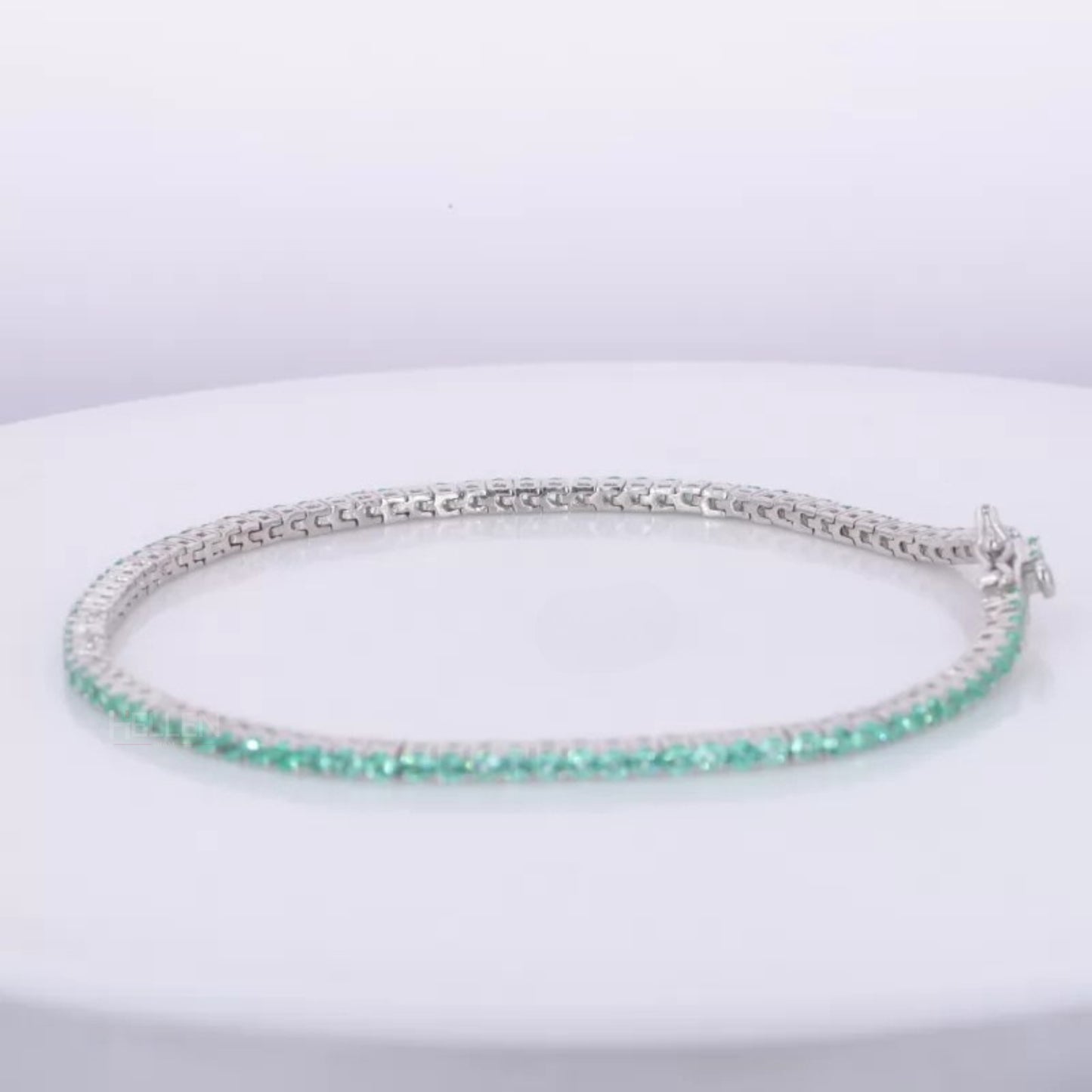 Green Round Semi Precious Gemstone Tennis Bracelet