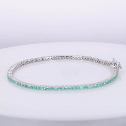 Green Round Semi Precious Gemstone Tennis Bracelet