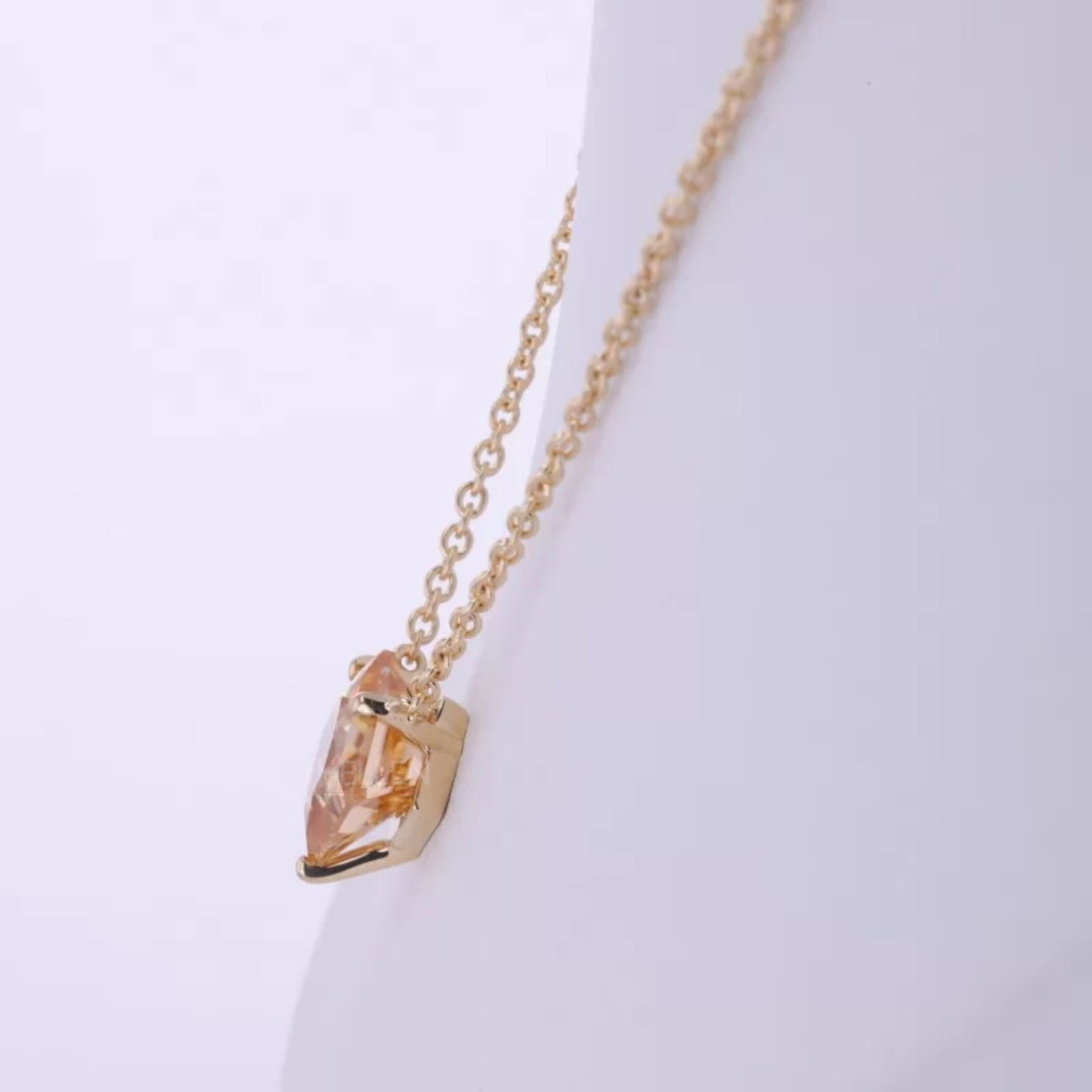 Princess Cut Champagne Moissanite Solitaire Necklace