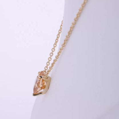 Princess Cut Champagne Moissanite Solitaire Necklace