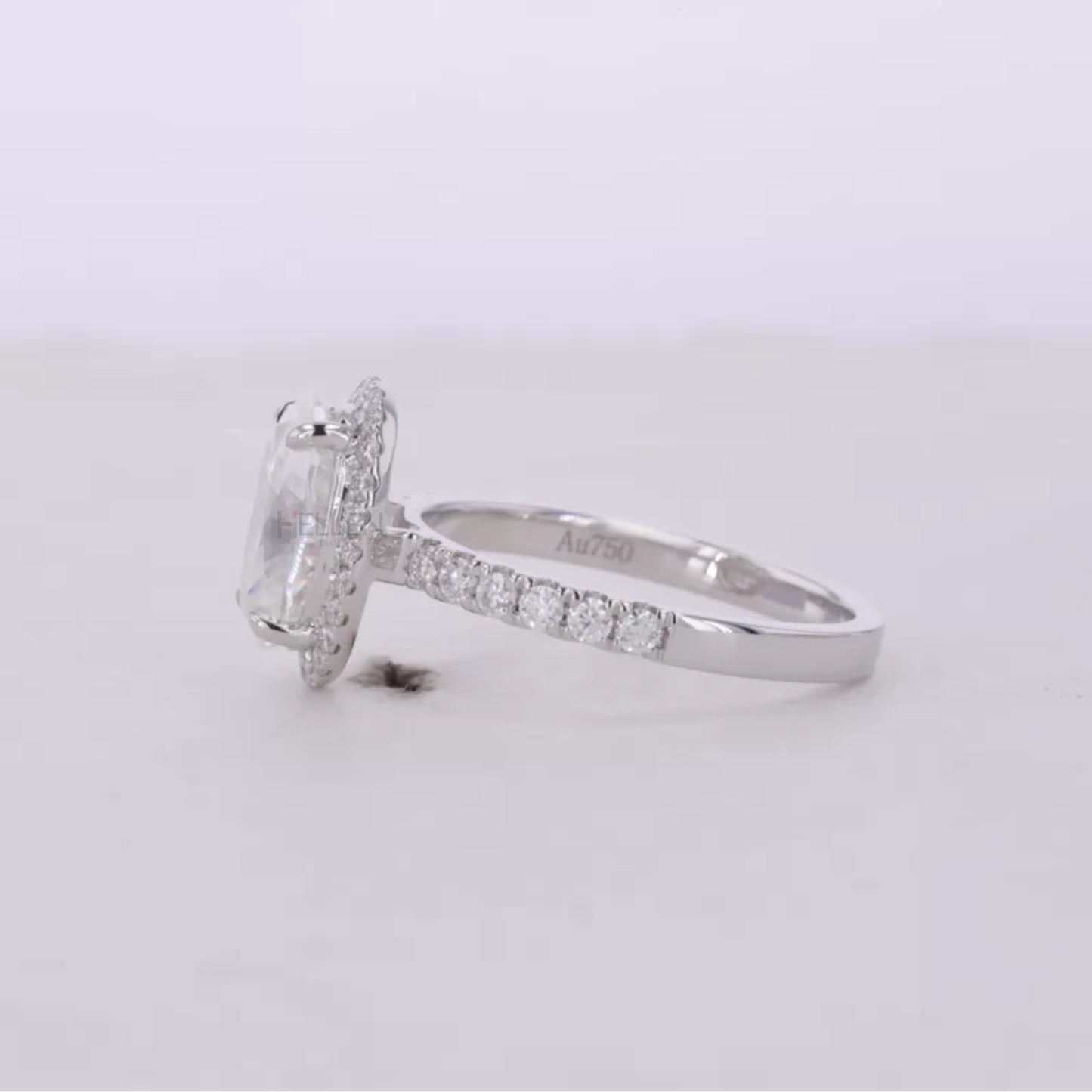Brilliant Oval Cut Solitaire Moissanite Halo Engagement Ring
