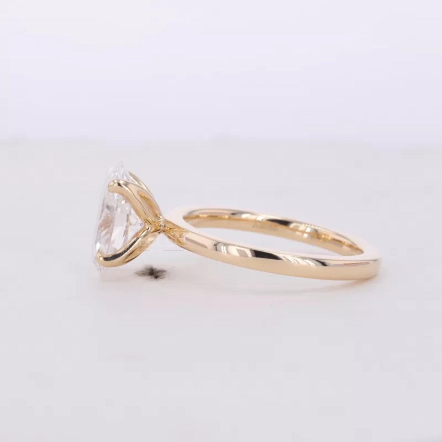 Tulip look Oval Cut Solitaire Moissanite Romantic Engagement Ring