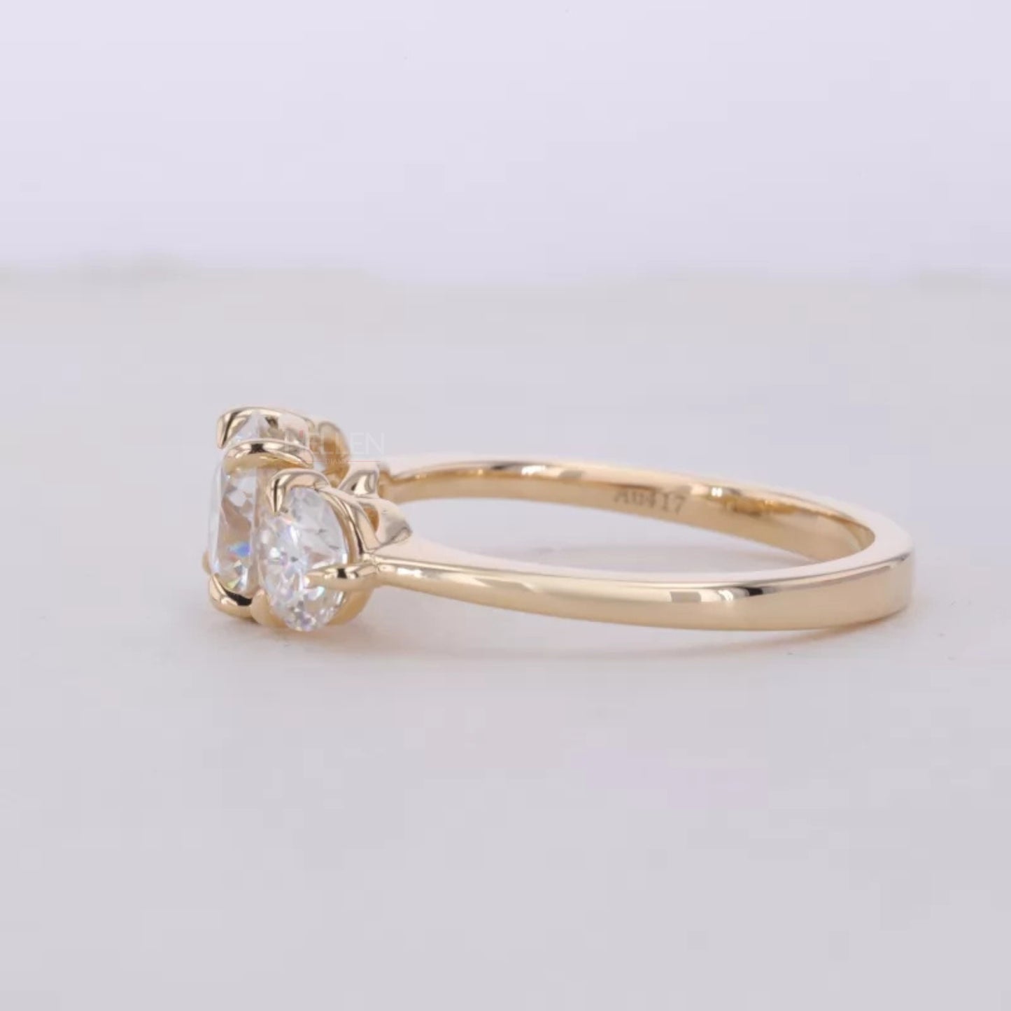Moissanite 3 Stone Round Cut Ring