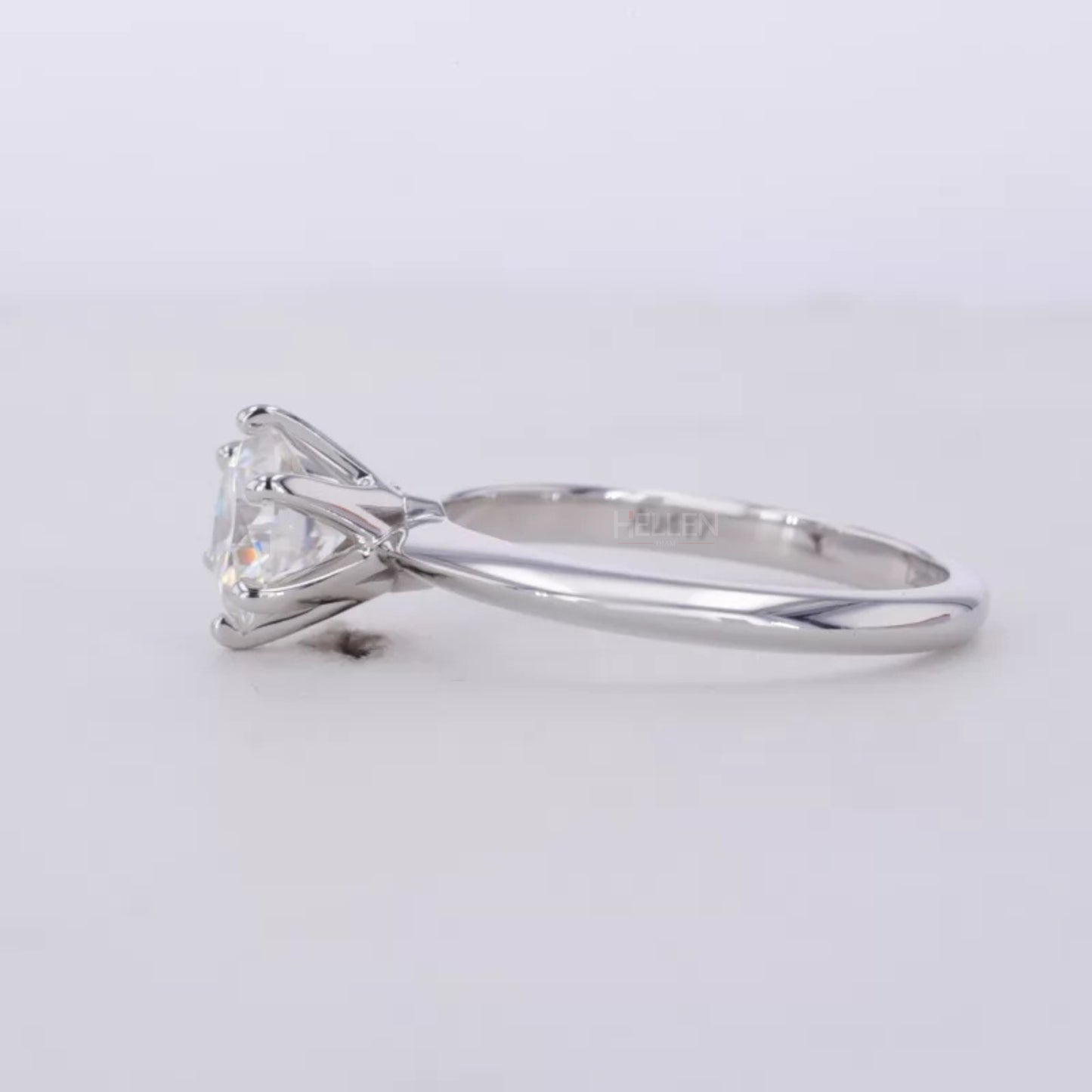 Round Cut Solitaire Moissanite Crown Setting Engagement Ring