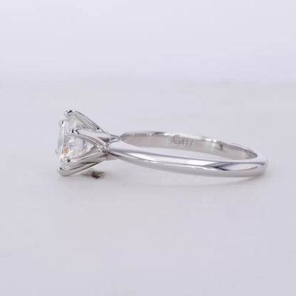 Round Cut Solitaire Moissanite Crown Setting Engagement Ring