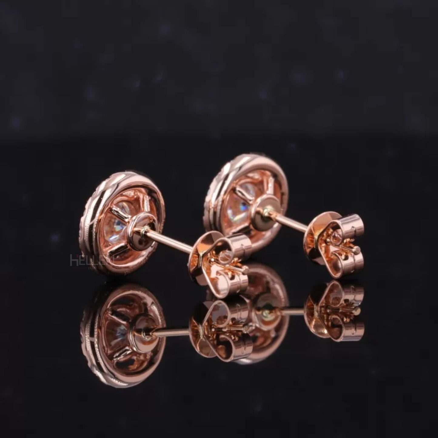 Halo Round solitaire Gemstone And Moissanite Studs