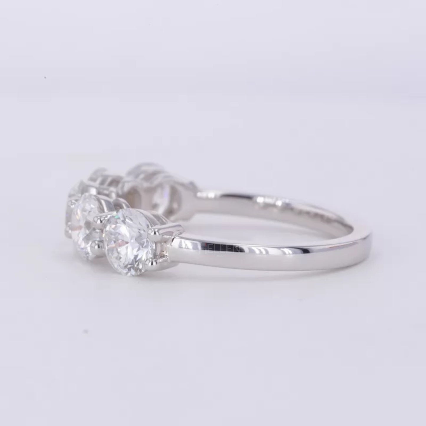 Five stone Round Cut Moissanite Anniversary Band