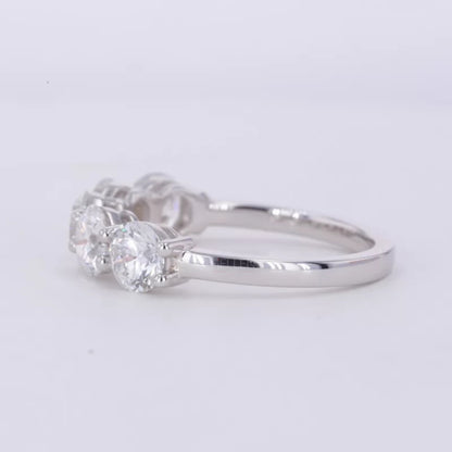 Five stone Round Cut Moissanite Anniversary Band