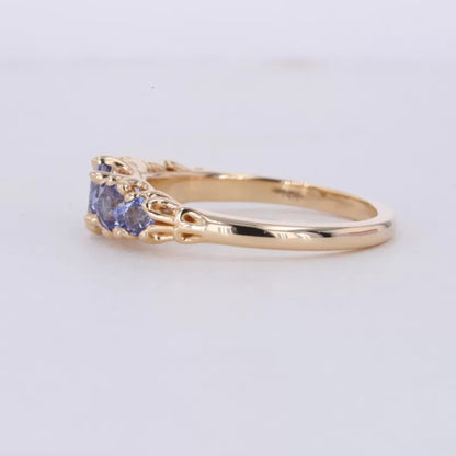 5 stone Purple Sapphire Gemstone Anniversary Ring