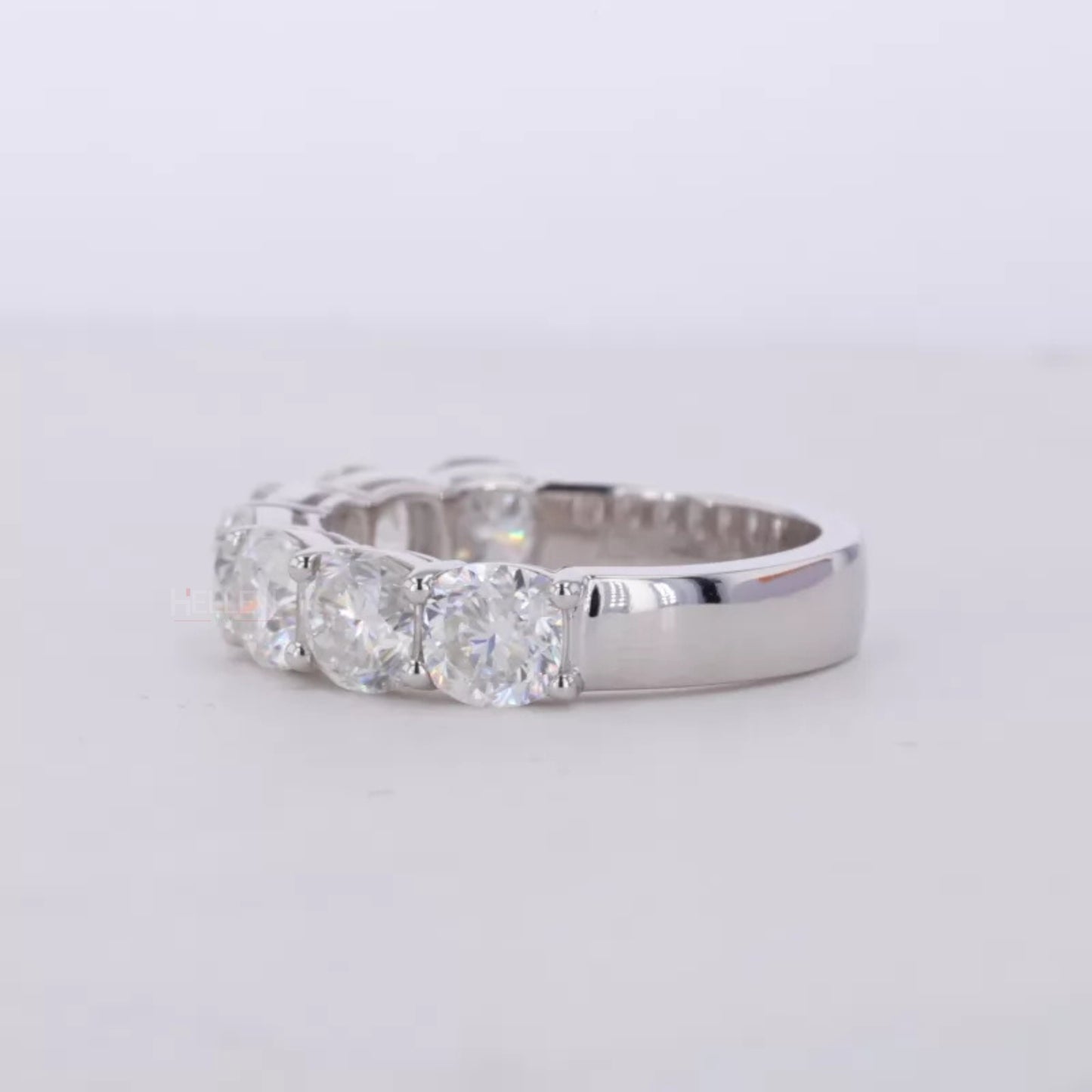 Round Cut Seven Stone Moissanite Wedding Band