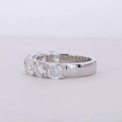 Round Cut Seven Stone Moissanite Wedding Band