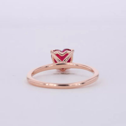 Red Heart Cut Garnet Solitaire Engagement Ring – Romantic Style
