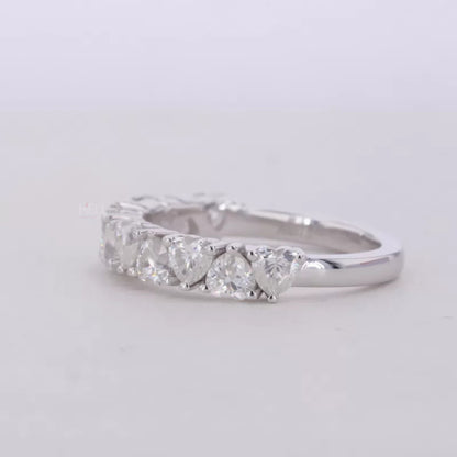 Heart Cut Moissanite Half Studded Anniversary Ring