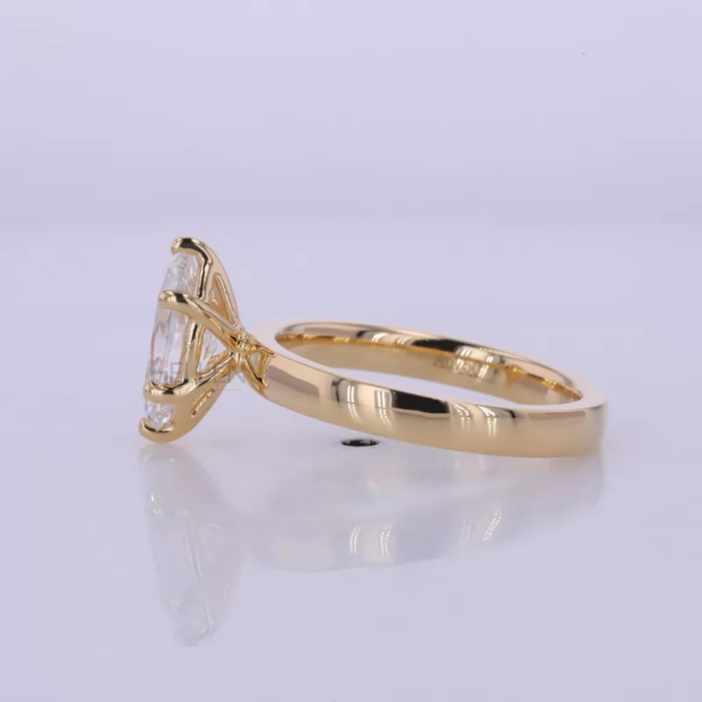 Marquise Colourless Moissanite Solitaire Engagement Ring