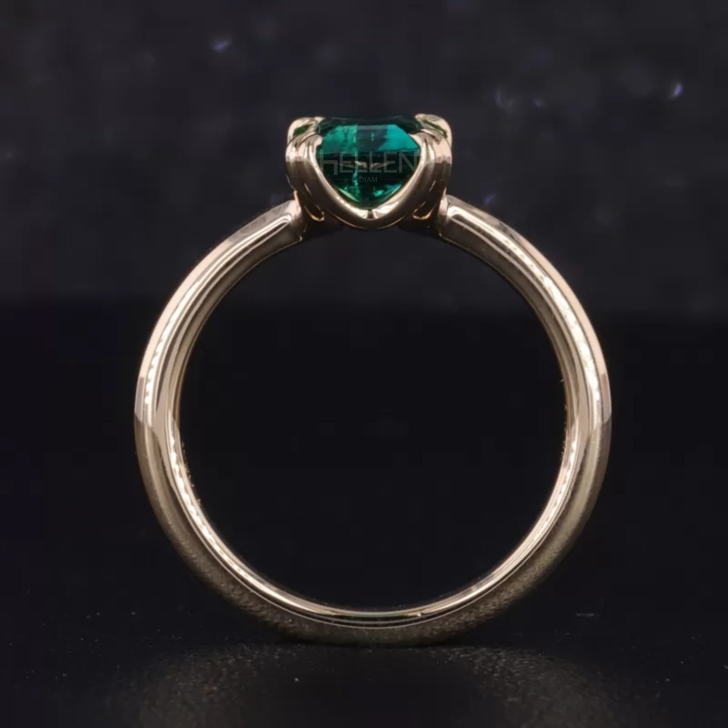 Solitaire Emerald Gemstone semi precious Engagement Ring