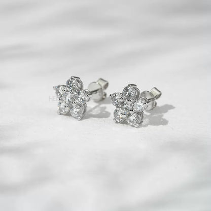Floral Cluster 925 Silver Moissanite Studs