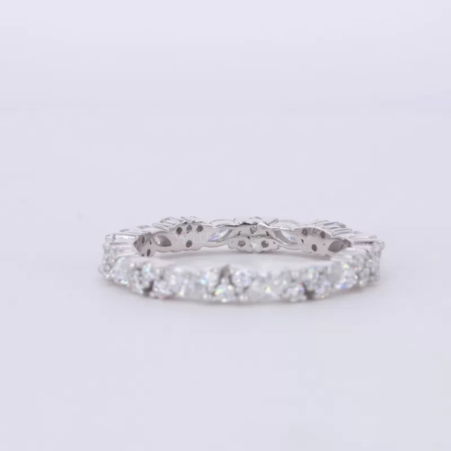 Marquise & Round Moissanite Eternity Wedding Band – 925 Silver