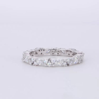 Marquise & Round Moissanite Eternity Wedding Band – 925 Silver