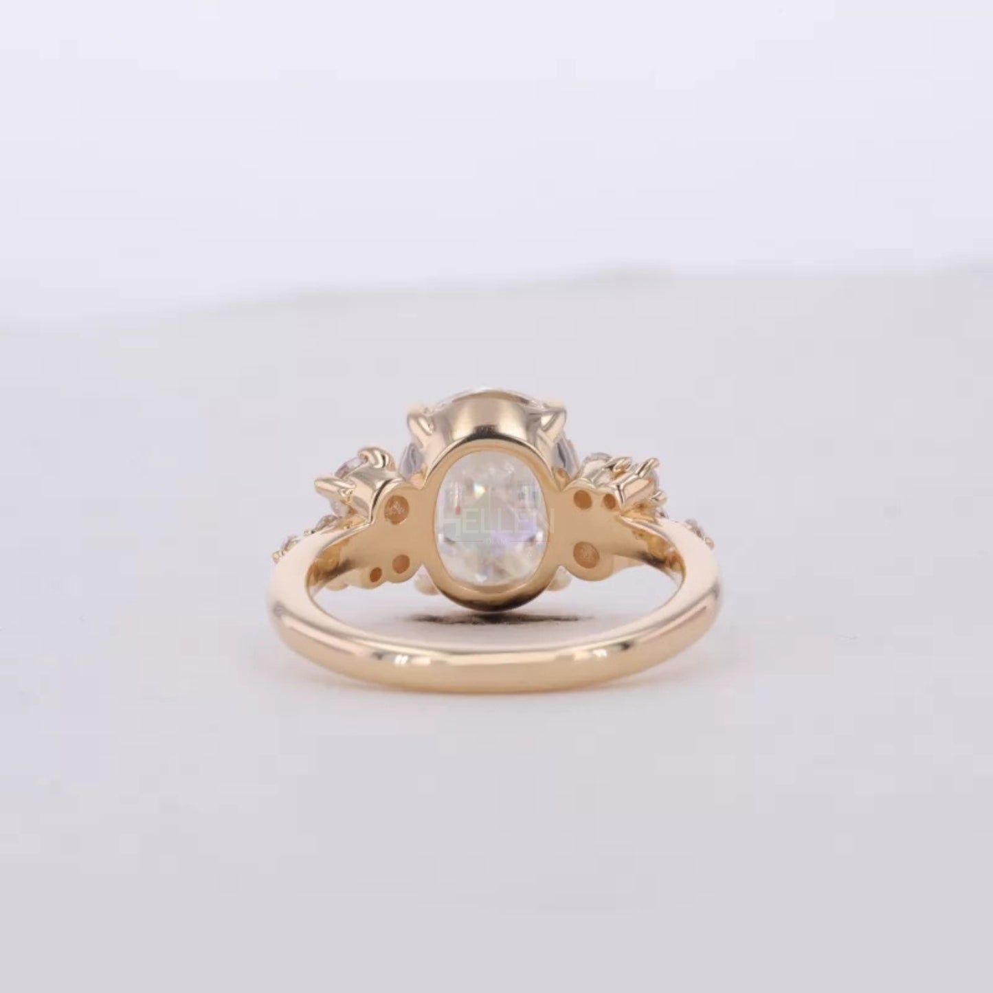 Modified Cut Oval Upside-Down Moissanite Engagement Ring