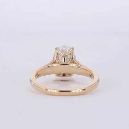 Oval Solitaire Moissanite Engagement Ring with Eagle Claw Prongs
