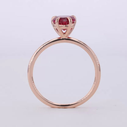Red Heart Cut Garnet Solitaire Engagement Ring – Romantic Style