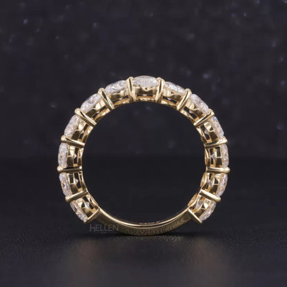 Round Solitaire Ring with Stackable Half Eternity Wedding Band
