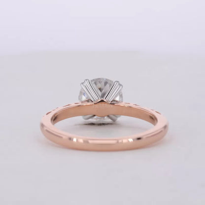 Old European Cut Moissanite with Heart Prongs Solitaire Ring
