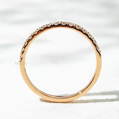Round Cut Micro Pave Half Eternity Wedding Ring