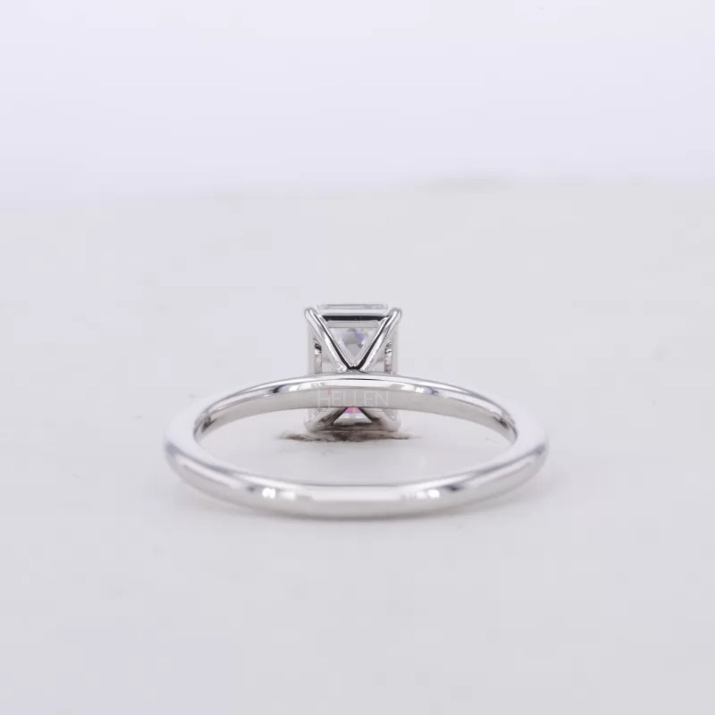 Emerald Cut Moissanite Solitaire with Tiger Prongs 925 Silver Ring