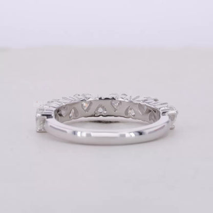 Heart Cut Moissanite Half Studded Anniversary Ring
