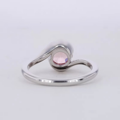 Unique Twisted Setting Round Cut Solitaire Pink Sapphire Ring
