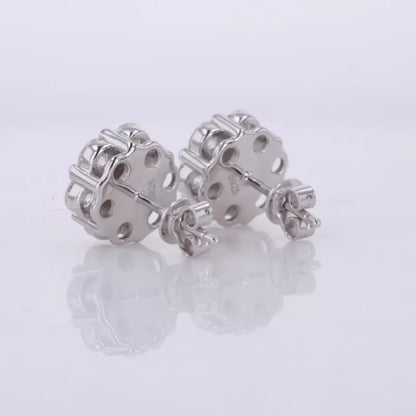 Floral Cluster 925 Silver Brilliant Cut  Moissanite Studs