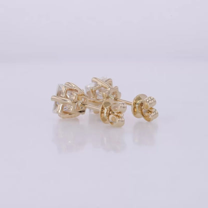 Princess Cut Solitaire Unique setting Moissanite Studs