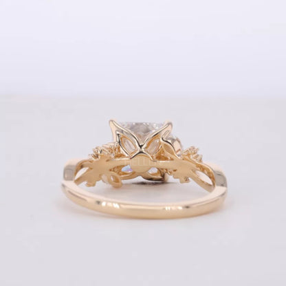 Solitaire Princess Antique Shank Engagement Ring
