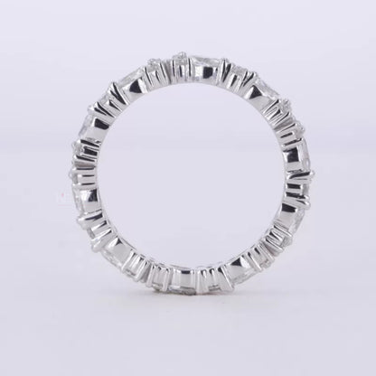 Marquise & Round Moissanite Eternity Wedding Band – 925 Silver