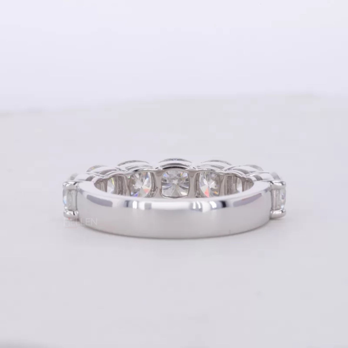 Round Cut Seven Stone Moissanite Wedding Band
