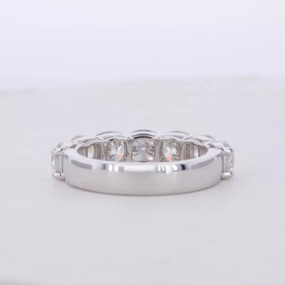 Round Cut Seven Stone Moissanite Wedding Band