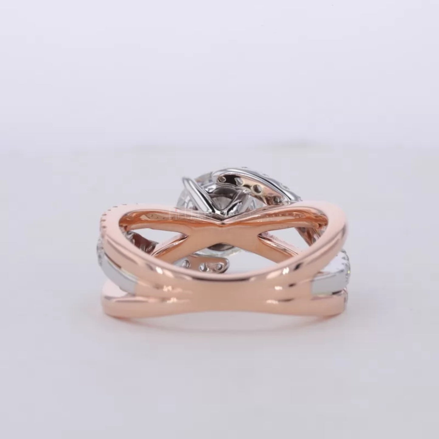 Round Cut Moissanite Solitaire Ring with Diamonds on Split Shank