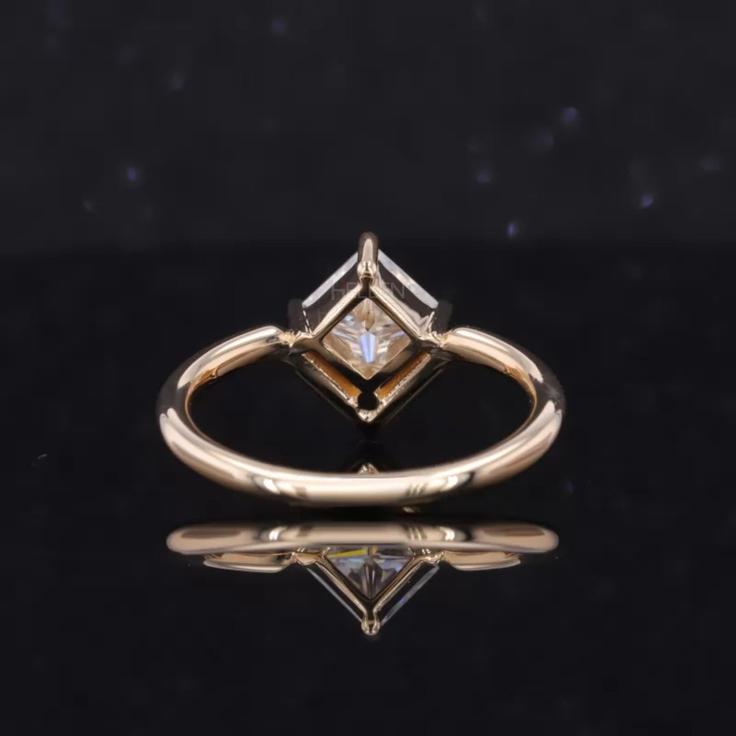 Princess Cut  Moissanite Solitaire Unique V Proposal Ring