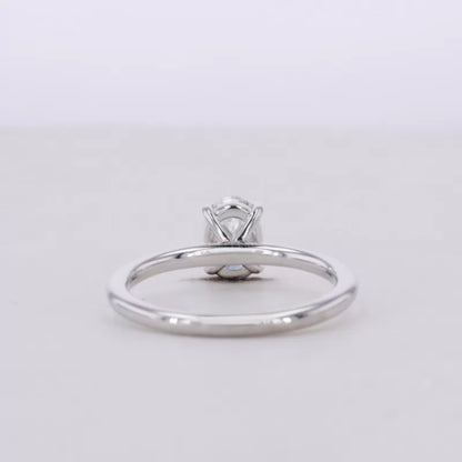 Oval Cut Solitaire Moissanite Tiger Prongs 925 Silver Engagement Ring