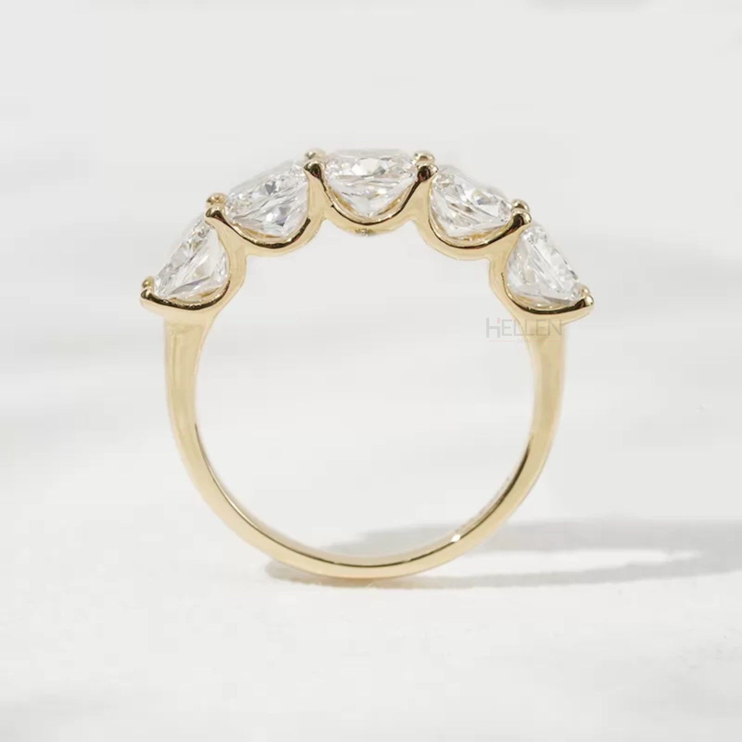 Cushion Cut Five Stone Moissanite Half Eternity Band
