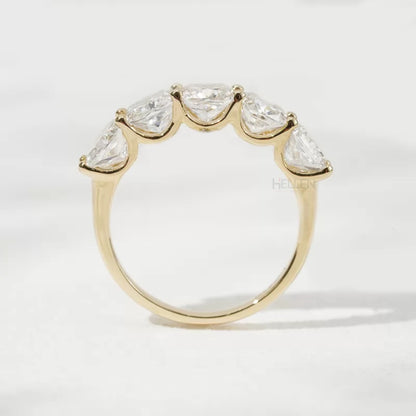 Cushion Cut Five Stone Moissanite Half Eternity Band
