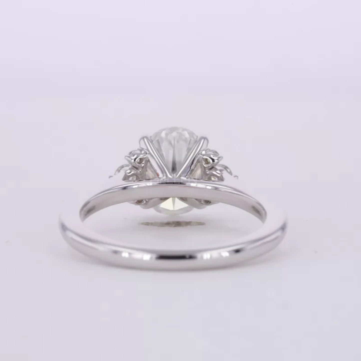 Floral Illusion Oval Cut Center & Round Side Moissanite Proposal Ring