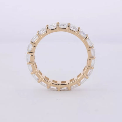 Emerald Cut Full Eternity Wedding Band With strong Common Prongs