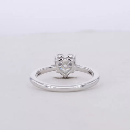 Heart Cut Solitaire Moissanite Claws Prong Sterling 925 Engagement Ring