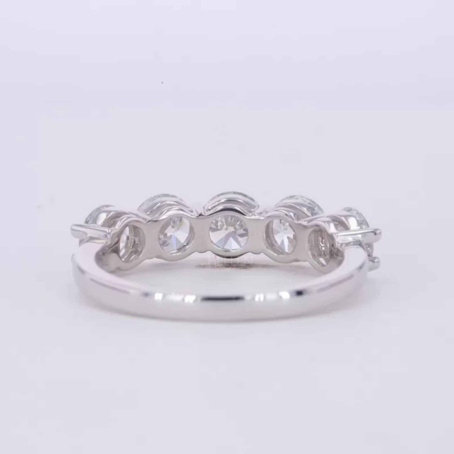 Five stone Round Cut Moissanite Anniversary Band