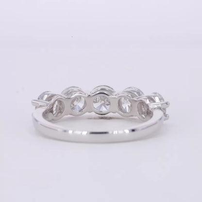 Five stone Round Cut Moissanite Anniversary Band