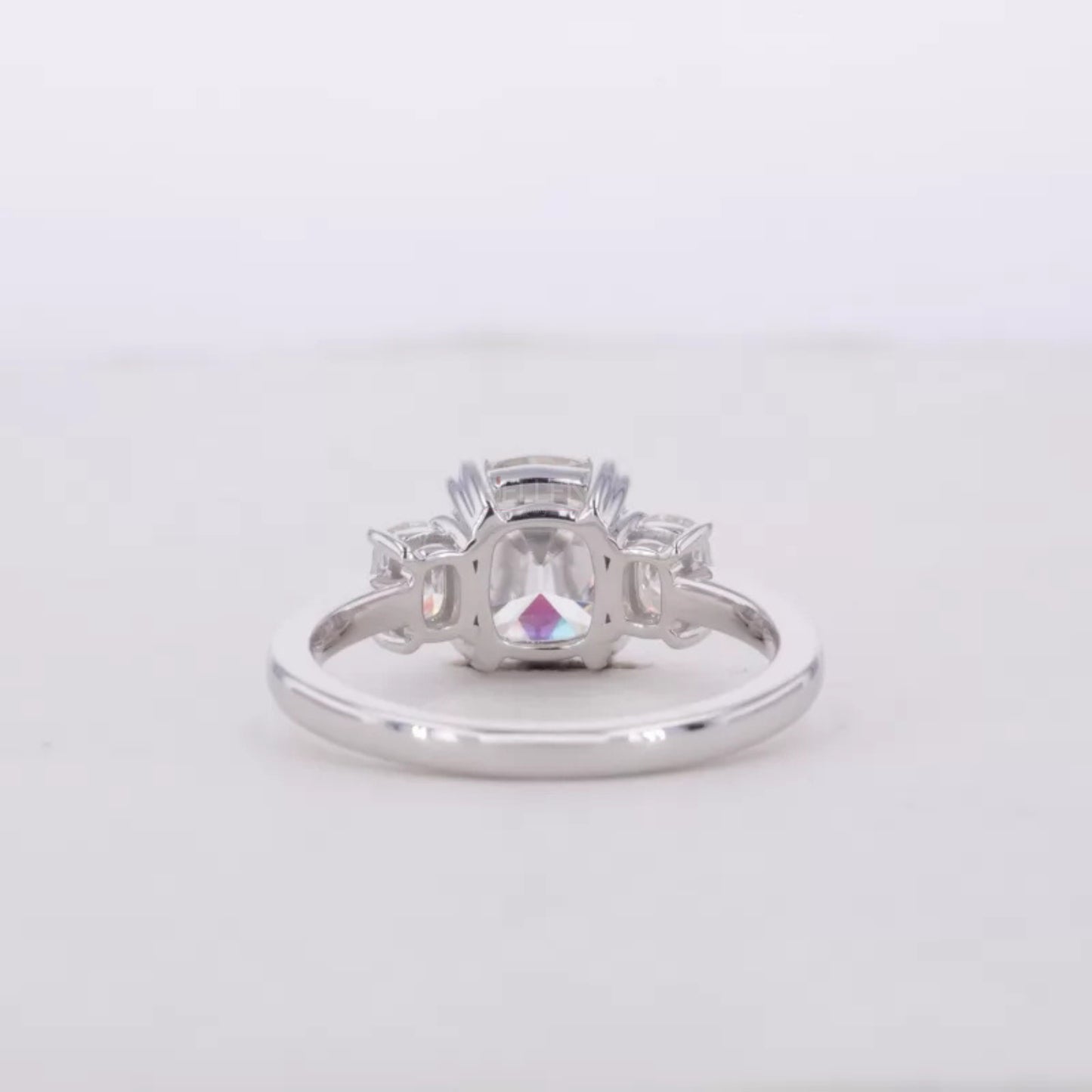 Cushion Old Mine Cut 3 Stone Bridal Ring